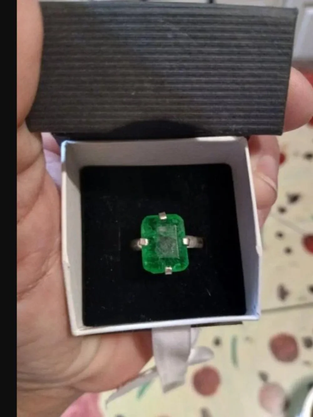Natural Zambian Emerald Ring 10.9 CT Certified Large 14x16mm Beryl Statement